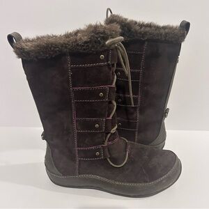 North Face Boots Women’s 8 suede Brown  Lace Up Primaloft  200 Insulation 10 in